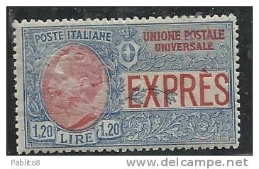 ITALIA REGNO ITALY KINGDOM 1922 SPECIAL DELIVERY ESPRESSO NON EMESSO 1,20 MNH BEN CENTRATO FIRMATO - Eilsendung (Eilpost)
