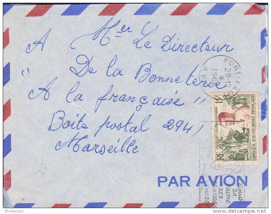 FORT LAMY - TCHAD  - Afrique,colonies Francaises,avion,lettre,m Arcophilie - Storia Postale