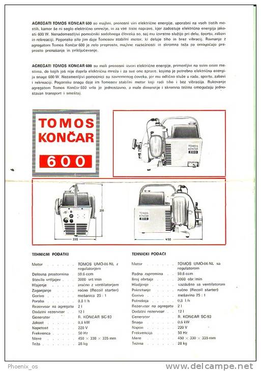 TEHNICAL - Aggregate For Electricity, Slovenia/Croatia - Koper/Zagreb, Tomos,Instructions For Maintenance, Year Cca 1970 - Other Plans