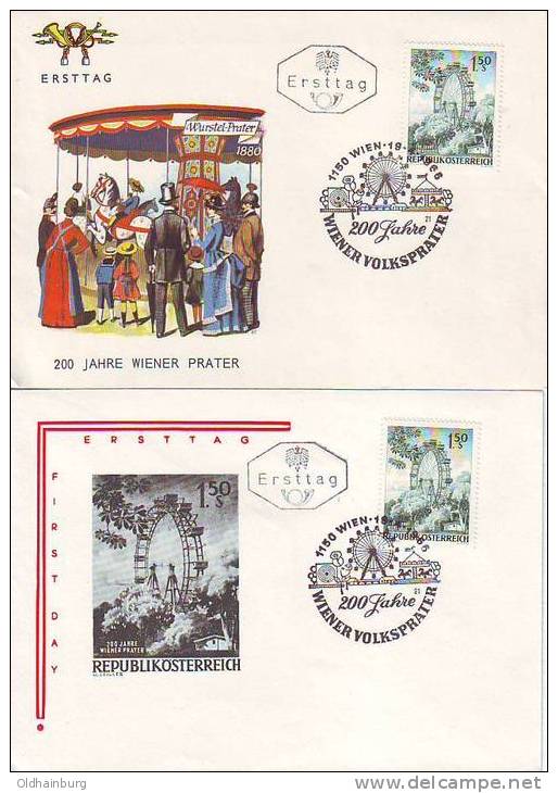 302q: Wiener Prater, Wurstel- Prater, 2 FDCs Aus Österreich 1966 - Carnival