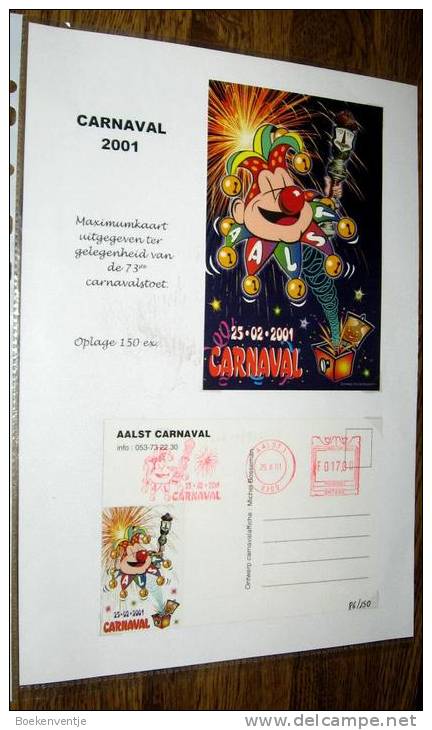 Aalst Carnaval 2001 Maximumkaart Van De 73ste Carnavalstoet - Carnival