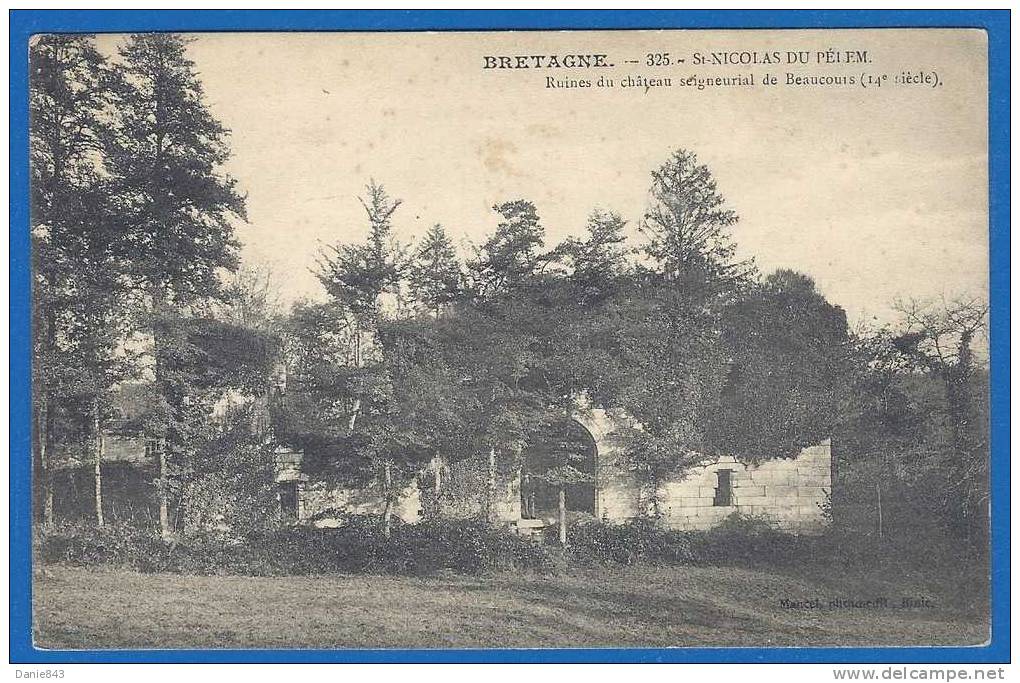 CPA - COTES D´ARMOR - SAINT NICOLAS DU PELEM - RUINE DU CHATEAU SEIGNEURAL DE BEAUCOURS - Phot. éditeur Mancel / 325 - Saint-Nicolas-du-Pélem