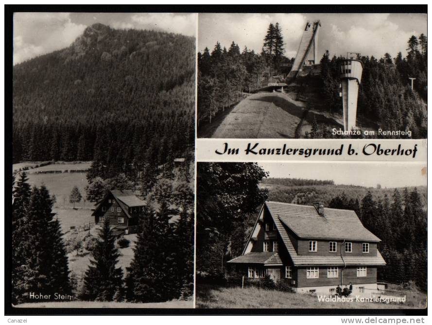 AK Kanzlersgrund/Oberhof: Hoher Stein, Schanze Am Rennsteig, Waldhaus, 1975 - Oberhof