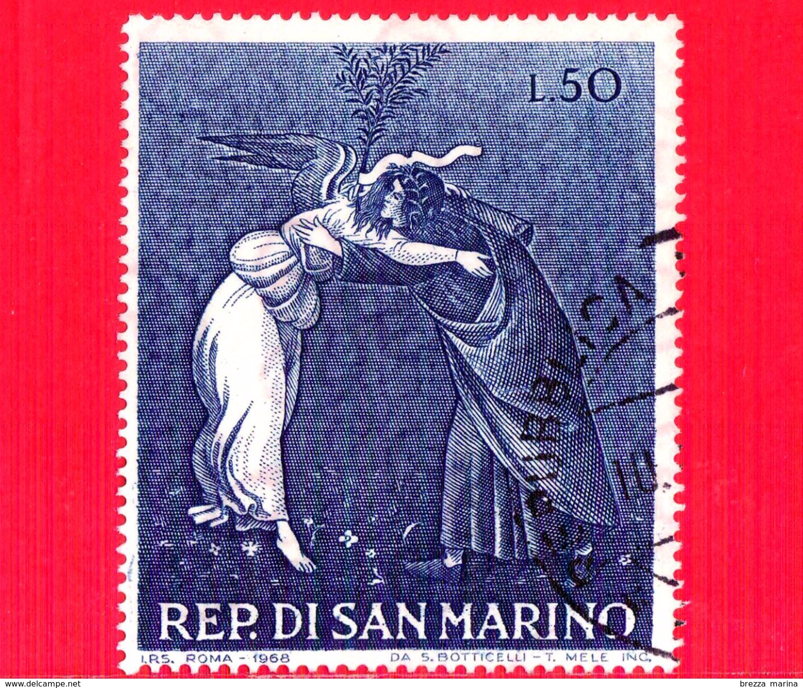SAN MARINO - 1968 - Usato - Natale - 50 L. &bull; Natività Mistica, Opera Di Botticelli - Used Stamps