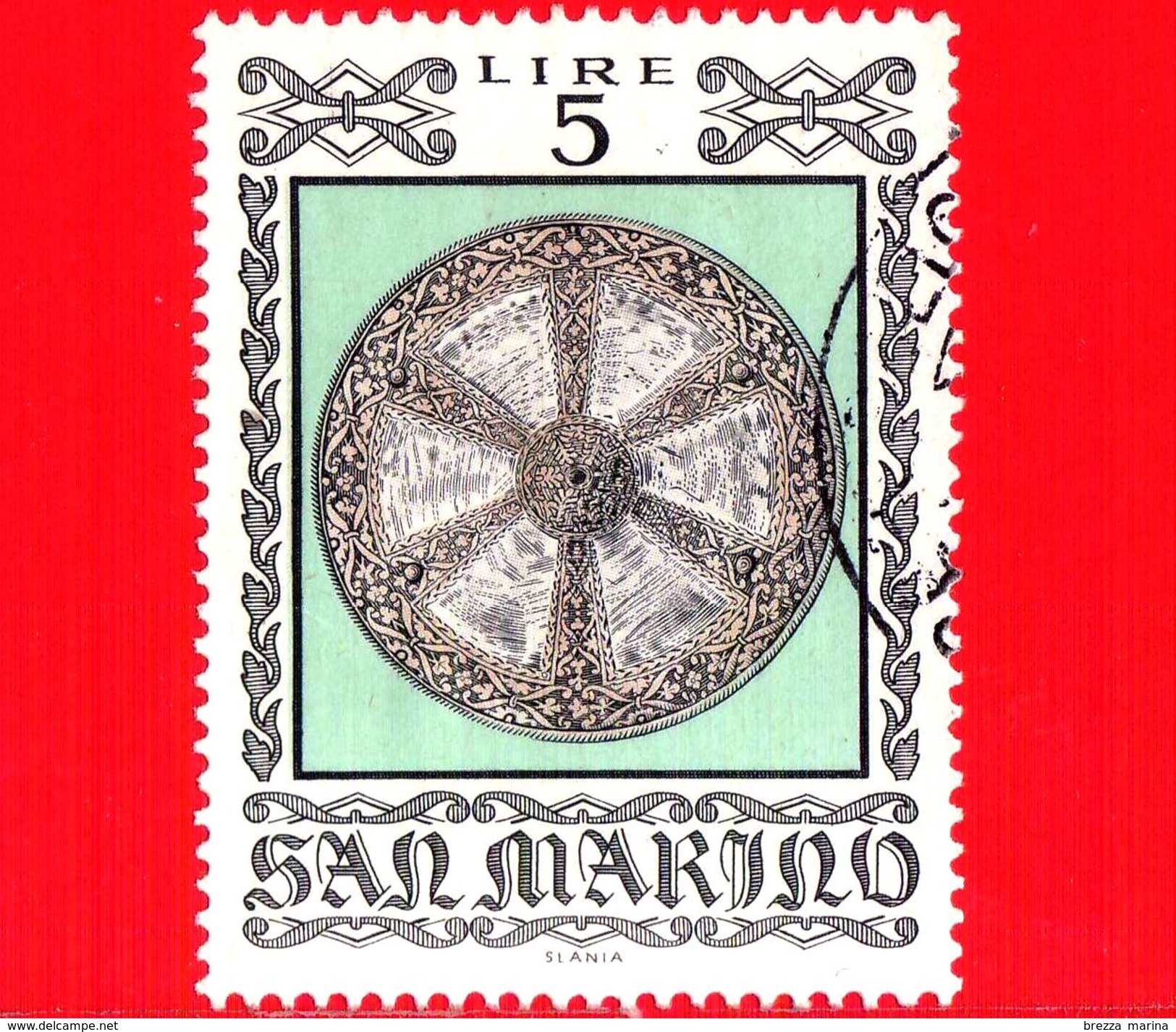 SAN MARINO - Usato - 1974 - Armature E Armi Antiche - 5 L. &bull; Scudo Del ´500 - Used Stamps