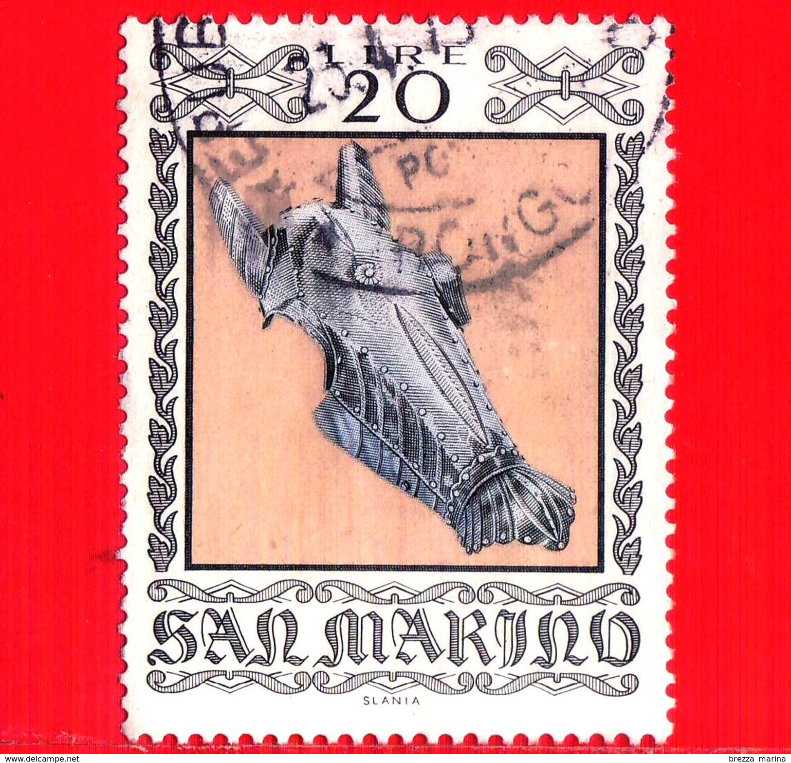 SAN MARINO - Usato - 1974 - Armature E Armi Antiche - 20 L. &bull; Testiera Da Cavallo - Used Stamps