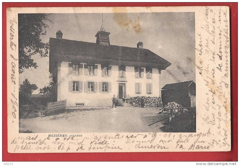 X0317 Collège De Mézières,Jorat.ANIME.Précurseur.Cachet Puidoux,Oron 1900. Tache Visible Sur Le Scan. - Jorat-Mézières