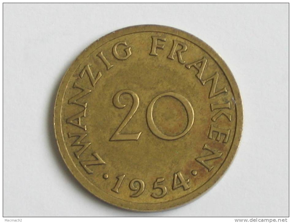20 Franken 1954 - SARRE - Saarland - Other & Unclassified