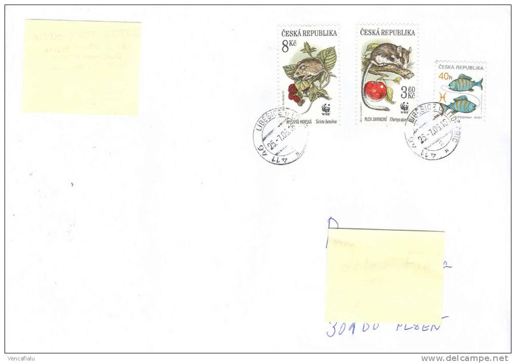 Czech Republic  - Postage Used Cover From Year 2008, 2 Stamp WWF - Lettres & Documents