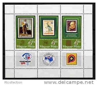 Magyar Posta Hungary 1984 Espana Madrid Ausipex Melbourne Stamps On Stamp Philatelic Exhibition Michel 3670-3672 Bl.171B - Neufs