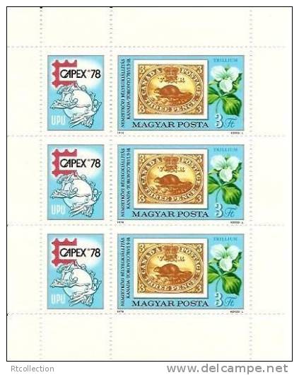 Magyar Posta Hungary 1978 CAPEX '78 UPU Beaver Trillium Flowers Flower Philatelic Exhibitions MNH Michel 3293 Sc2532 - Sammlungen