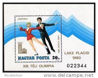 Magyar Posta Hungary 1979 1980 Olympic Game Winter Lake Placid Ice Figure Skating Sports Olimpia Stamp Mi BL140A Sc C416 - Hiver 1980: Lake Placid