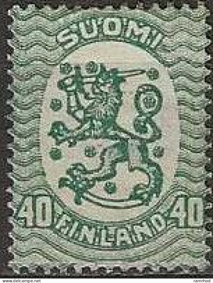 FINLAND 1917 Lion - 40p. Green MNG - Unused Stamps