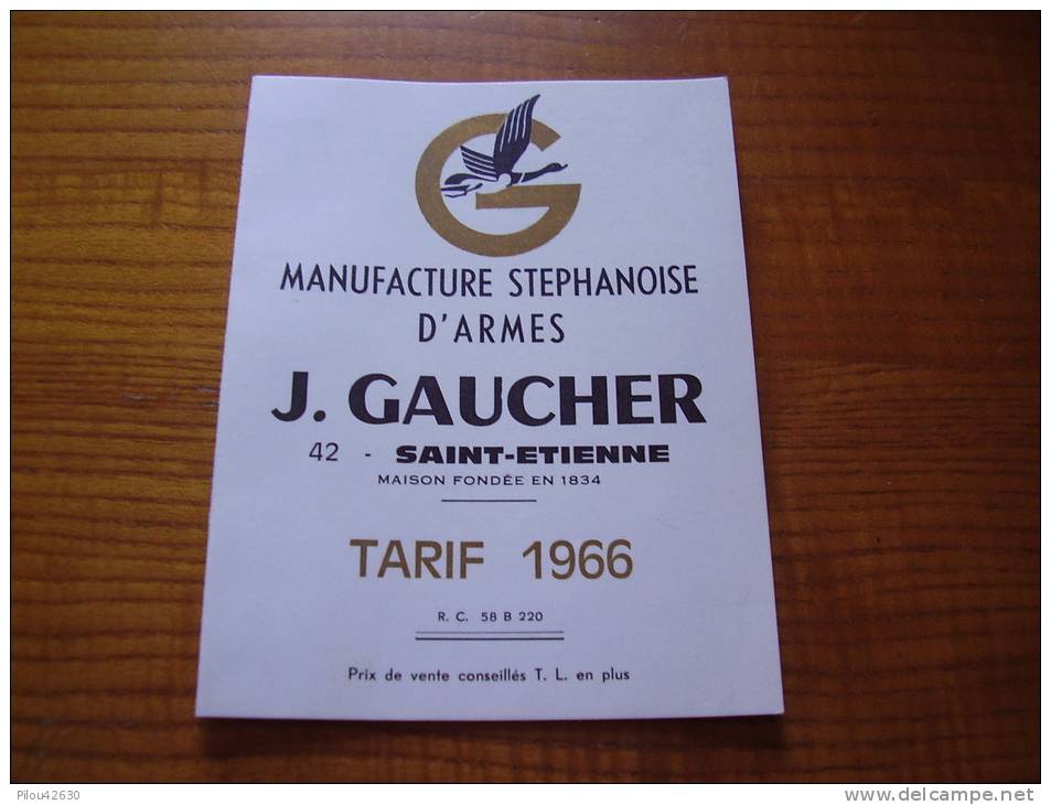 Chasse : Fusil :tarif Détail : Carabine, Fusils TARZAN... De La Manufacture D´Armes J. Gaucher  à Saint Etienne - Fischen + Jagen