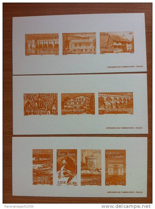 FRANCE 2003 - GRAVURE GRAVURES POSTE 3595 à 3604 PORTRAITS DE REGIONS LA FRANCE A VOIR ISSUS DU BLOC - Documents Of Postal Services