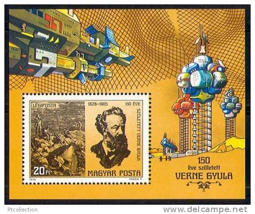 Magyar Posta Hungary 1978 Jules Verne 150th Anniversary Spacecraft Space Books Famous People Gyula VOYAGER MNH - Collections