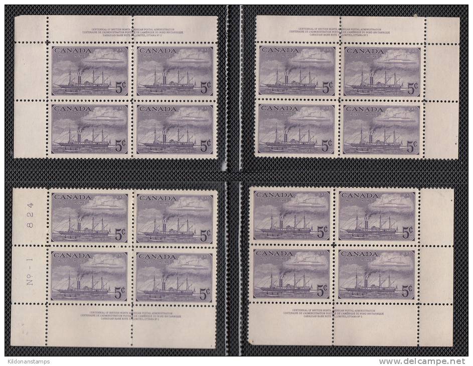 Canada 1951 Full Set Corner Blocks, Mint No Hinge (see Desc), Sc# 311-314 - Ungebraucht