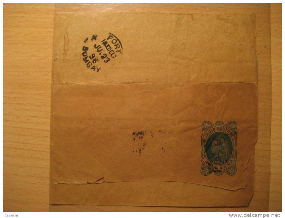 1896 Fort Bombay Cancel Wrapper Document Newspaper Postal Stationery British INDIA Inde Indien GB UK - 1882-1901 Impero