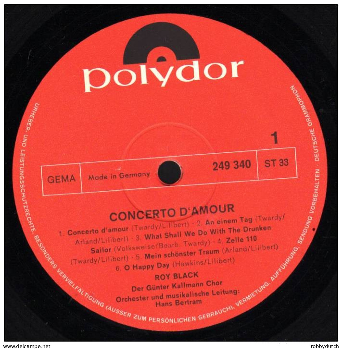 * LP *  ROY BLACK - CONCERTO D'AMOUR (Germany 1969) - Sonstige - Deutsche Musik