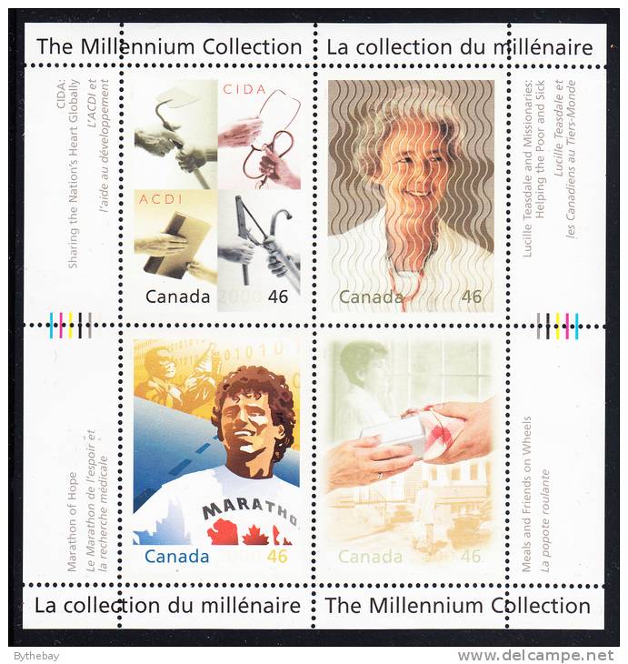 Canada MNH Scott #1824 Souvenir Sheet Of 4 46c Hearts Of Gold - Millenium - Neufs