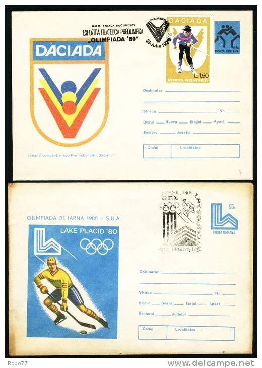 1980 Romania.  Four FDC Covers.  Winter Olympic Games Lake Placid. (V01158) - Invierno 1980: Lake Placid