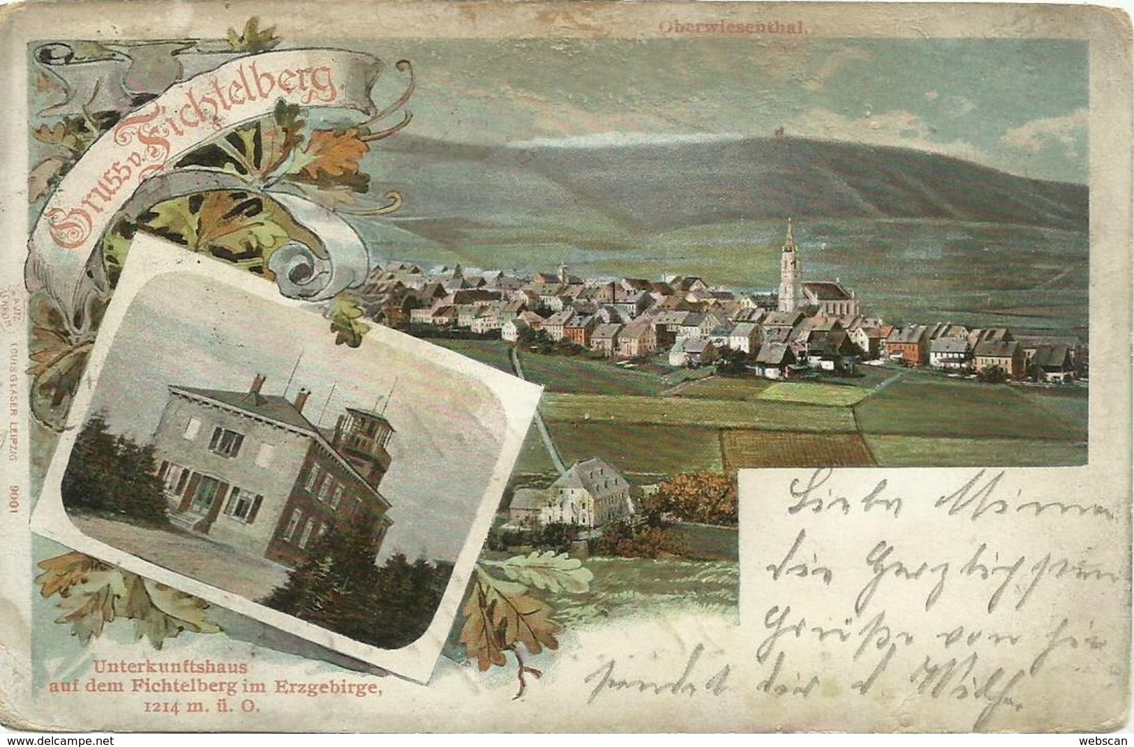 AnK Oberwiesenthal Fichtelberg & Unterkunftshaus Farblitho ~1905 #07 - Oberwiesenthal