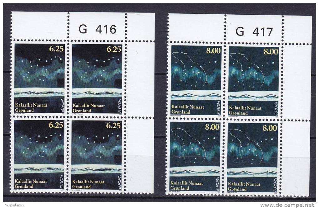 Greenland 2009 Mi. 525-26 Europa : Astronomie Complete Set Marginal 4-Block G 416-17 MNH** - Blocs