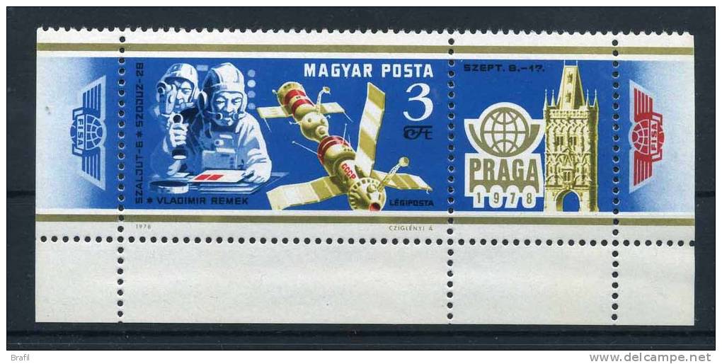 1978 Ungheria, Posta Aerea Praga 78 Spazio Astronauti, Serie Completa Nuova (**) - Ungebraucht