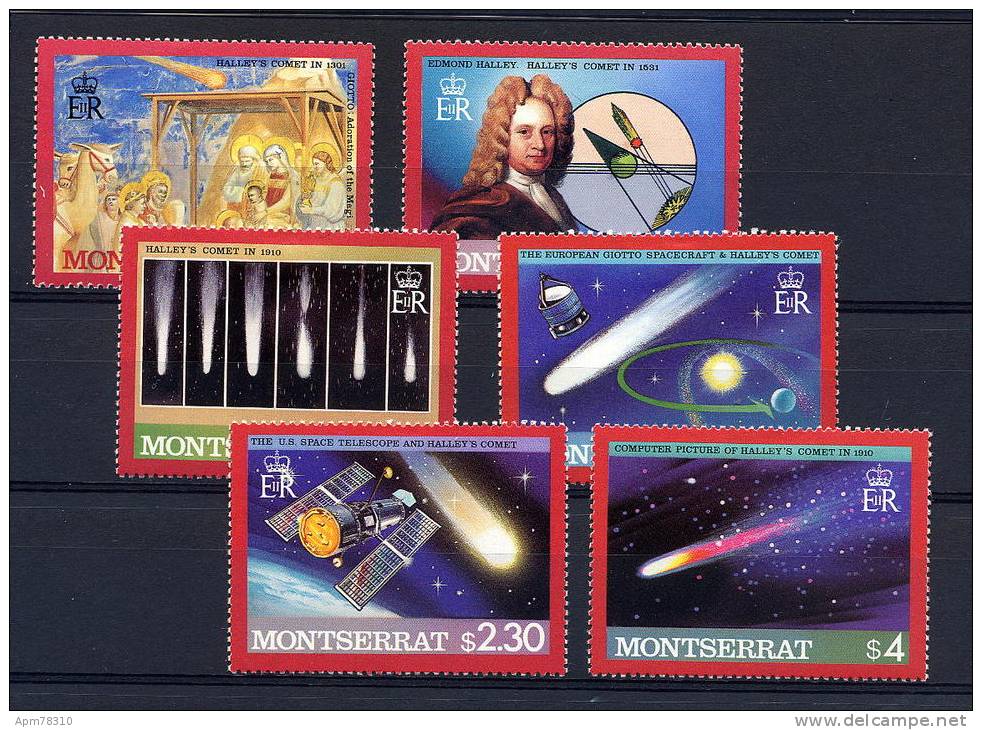 MONTSERRAT 1986  **  Y&T 613/614/616/617/618/619 Comete De Halley - Halley's Comet / Crèche Telescope / Giotto - Montserrat