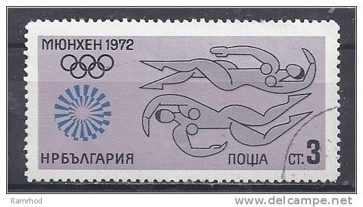 BULGARIA 1972 Olympic Games, Munich. Multicoloured. 3s.Swimming CTO - Gebruikt