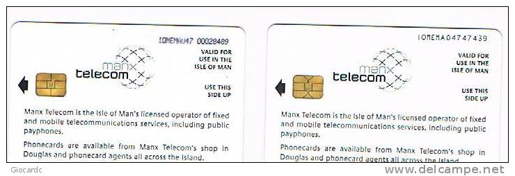 ISLE OF MAN - MANX TELECOM (CHIP) -  2002  DEFINITIVE BLUE (LOT OF 2 WITH DIFFERENT CHIPS) CODE IOM47-USED-RIF.7785 - Isle Of Man