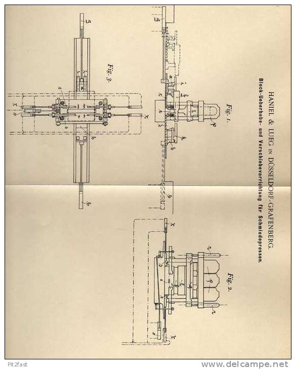 Original Patentschrift - Haniel & Lueg In Düsseldorf - Grafenberg , 1900 , Schmiedepresse , Schmiede , Schmied !!! - Maschinen