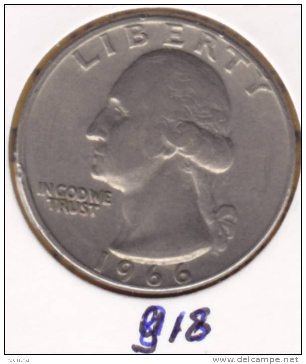 @Y@  USA   1/4 Dollar  Quarter   1966    (918) - 1932-1998: Washington