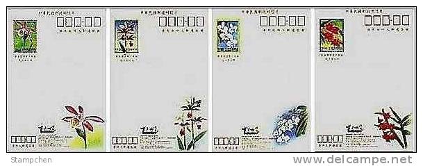 Formosa 2001 Orchid Flower Pre-stamp Postal Cards 4-4 - Formosa