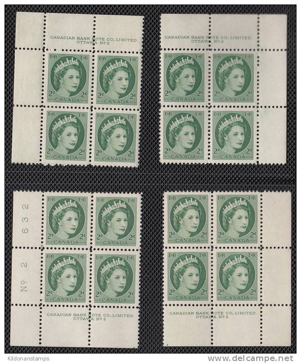 Canada 1954 Mint No Hinge (see Desc), Corners Plate #1,2,2,6,2,2,2 Sc# 337-343 - Neufs