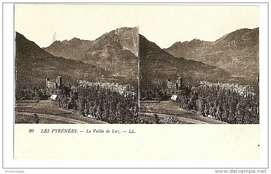 CPA ,stereoscopique,64 Les Pyrénées.La Vallée De Luz . Bearn   ,stereo  Paypal - Bearn