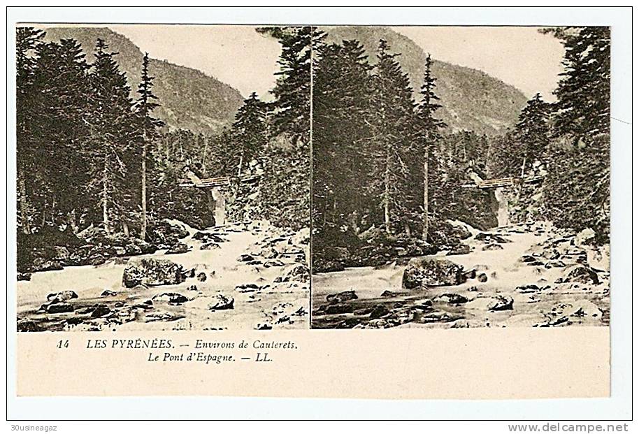 CPA ,stereoscopique,64 Les Pyrénées.Environs De Cauterets, Le Pont D´Espagne . Bearn   ,stereo  Paypal - Bearn