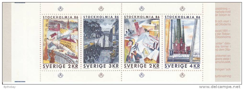 Sweden MNH Scott #1543a Complete Booklet STOCKHOLMIA ´86 - 1981-..