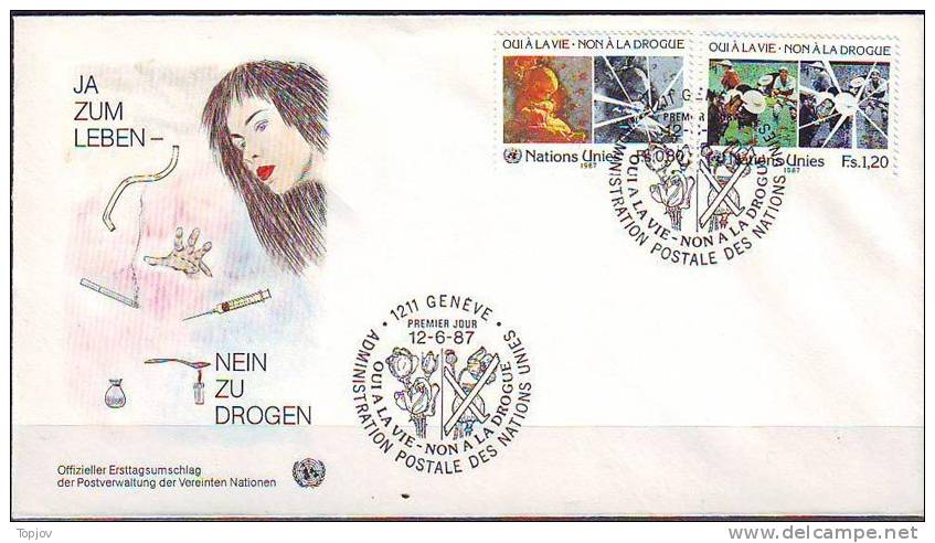 UNITED NATIONS - GENEVE  - DRUGS  - FDC - 1987 - Drugs