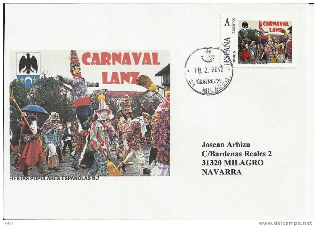 SPAIN NAVARRA LANZ POPULAR CARNIVAL CARNAVAL  TU SELLO ON COVER - Karnaval