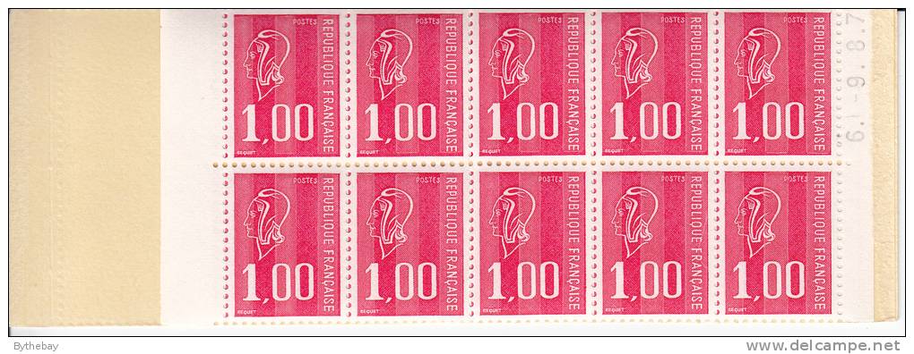 France 1976 MNH Sc 1496b YT 1892-c # Booklet Of 20 1fr Marianne Red Cover, Conf No. 6 - Moderne : 1959-...