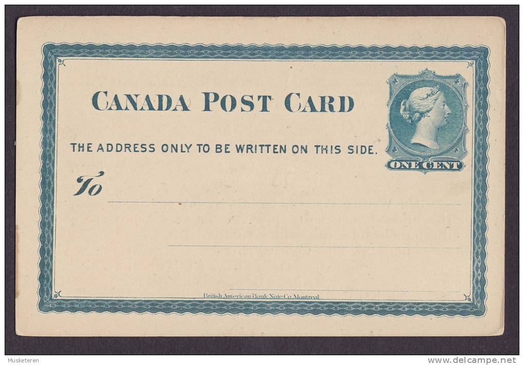 Canada Postal Stationery Ganzsache Entier Private Print 1878 Attorney ABBOTT, TAIT, WOTHERSPOON 1 C Queen Victoria - 1860-1899 Reign Of Victoria