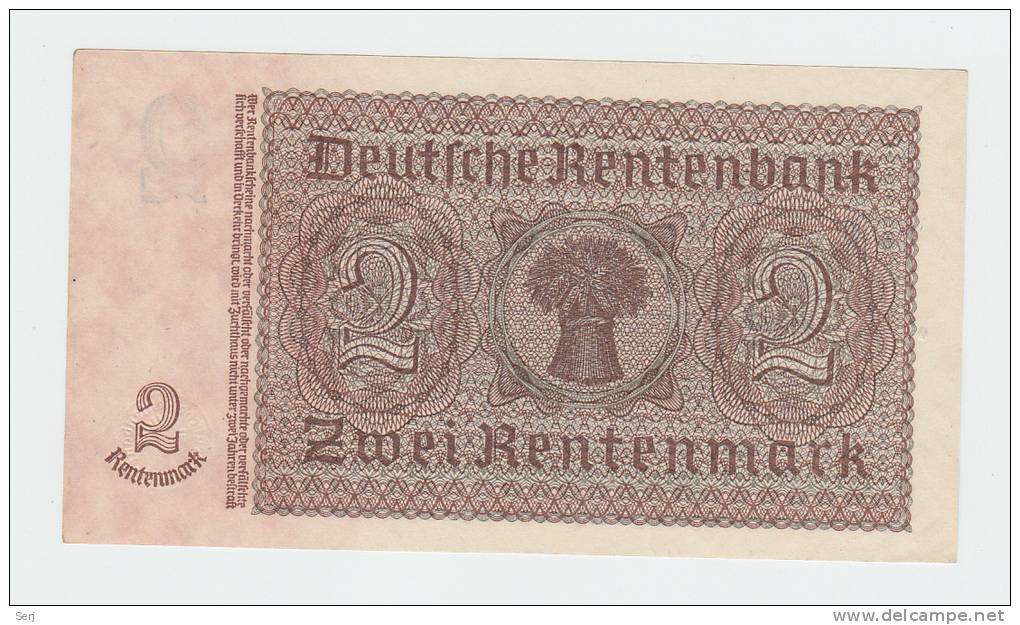 Germany 2 Rentenmark 1937 UNC NEUF P 174b  174 B - Sonstige & Ohne Zuordnung