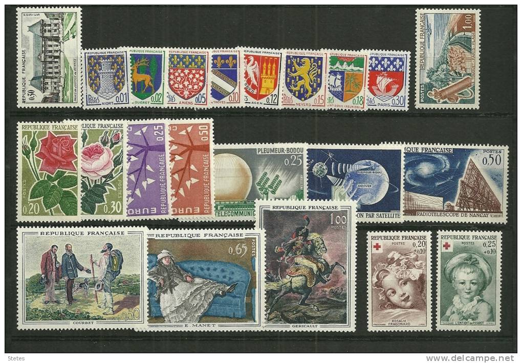 France Neufs** ; Année 1962 Complète ; Y & T : N°1325 à 1367 - 1960-1969