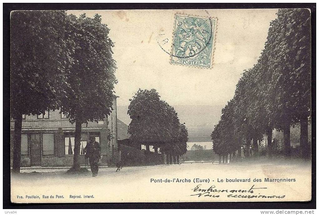 CPA ANCIENNE- FRANCE- PONT-DE-L'ARCHE (27)- LE BOULEVARD DES MARRONNIERS EN ÉTÉ- ANIMATION - Pont-de-l'Arche