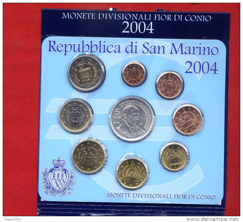 SAINT MARIN - SAN MARINO  -  SERIE COMPLETE  2004 + 5 EUROS ARGENT -  RARE - San Marino