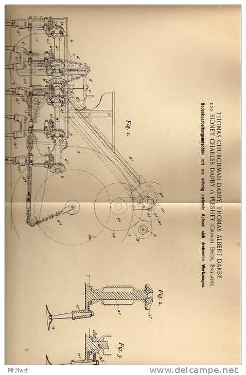 Original Patentschrift - Bodenbearbeitungsmaschine , Landwirtschaft , Agrar 1899 , Darby In Pleshey , Essex , England !! - Maschinen