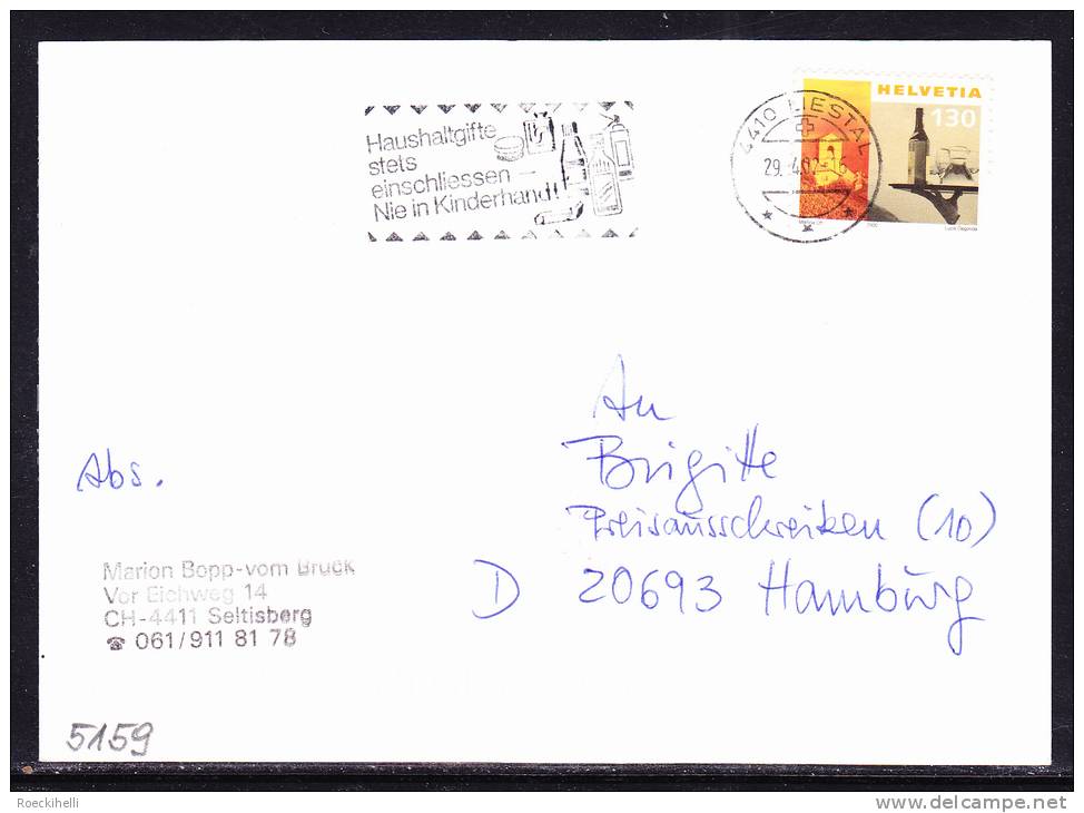 29.4.2002  -  Bedarfsbeleg (Postkarte), Gelaufen Von Riestal Nach Hamburg / D -  Siehe Scan  (ch 5159) - Lettres & Documents