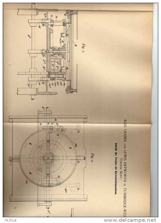 Original Patentschrift - Kurvenliniermaschine , 1898, E. Graber In Tunbridge-Wells , Kent !!! - Maschinen