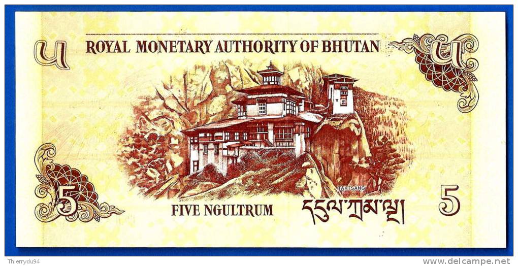 Bhoutan 5 Ngultrum 2006 Neuf UNC  Bhutan Buthan Oiseau Bird Uncirculated Paypal Bitcoin OK! - Bhutan